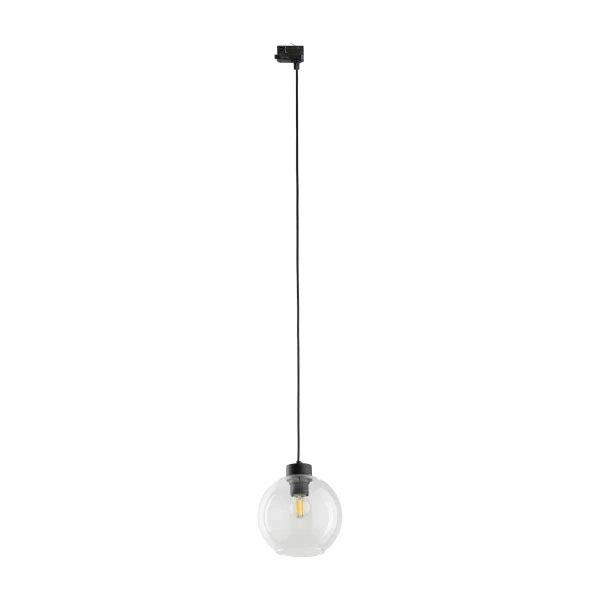 3-fazowa lampa wisząca TRACER CUBUS 10685 szklana kula czarny przezroczysty