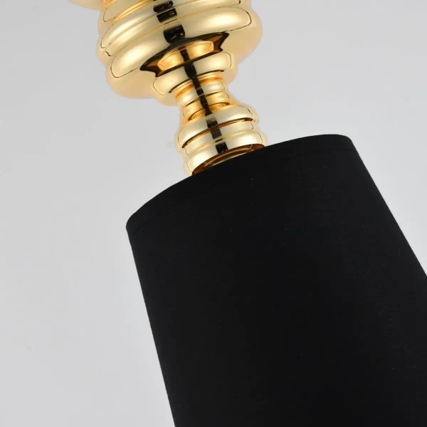 Wisząca lampa hampton Queen MP-8846-18 black gold Step abażurowa czarna złota