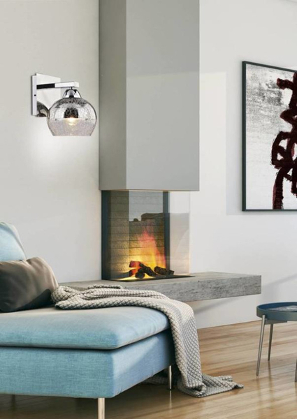 Lampa ścienna CROMINA 21-22240 szklana kula ball chrom przezroczysta