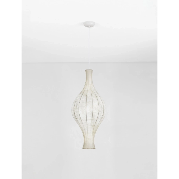 Lampa wisząca do sypialni NERELDO LE45309 jedwabna biała