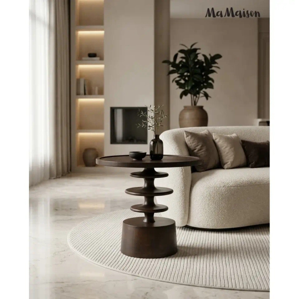 Kwadratowy stolik kawowy BRERA MM001501100414 brązowy drewniany 60cm