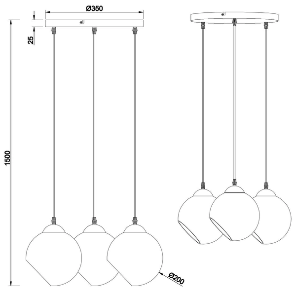 Loftowa LAMPA wisząca CLOONEY R30073054 RL Light skandynawska OPRAWA szklane kule ZWIS kaskada przydymiona chrom