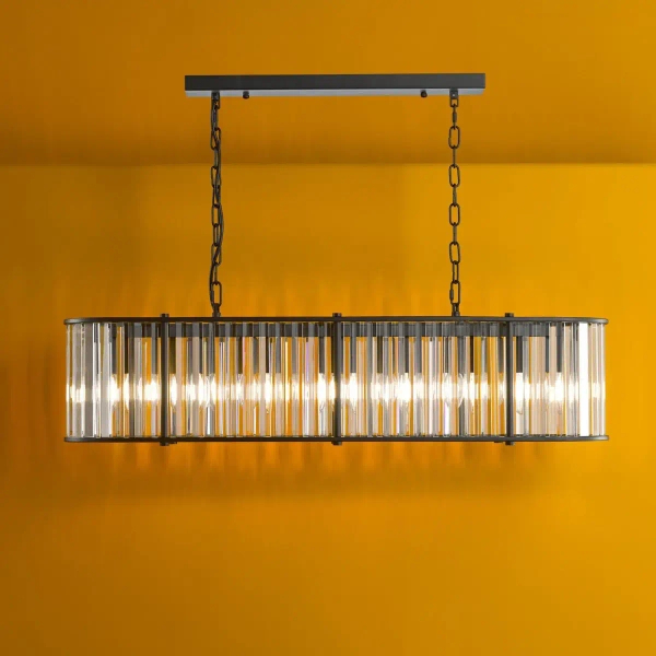 Owalna wisząca lampa Kiran KIR3422 nad stół kryształowy czarny
