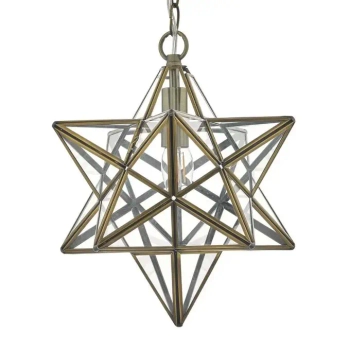 Geometryczna lampa wisząca Ilario ILA8675 gwiazda szklany mosiądz