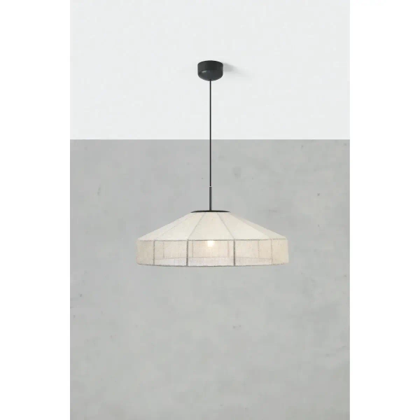 Wisząca lampa do sypialni Alia 108955 lniana abażurowa czarny beżowy