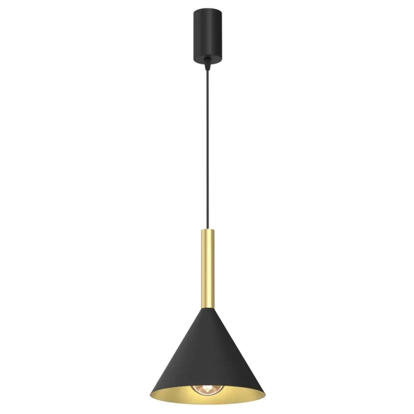 Stożkowa lampa wisząca PERU BLACK MLP0977 metalowa mosiądz czarna
