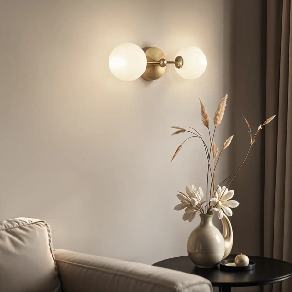 Szklana lampa ścienna Garda 1244 okrągła podwójna biała złota