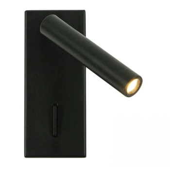 Punktowa lampa ścienna H80 LED 3W 3000K prostokąt tubka czarny