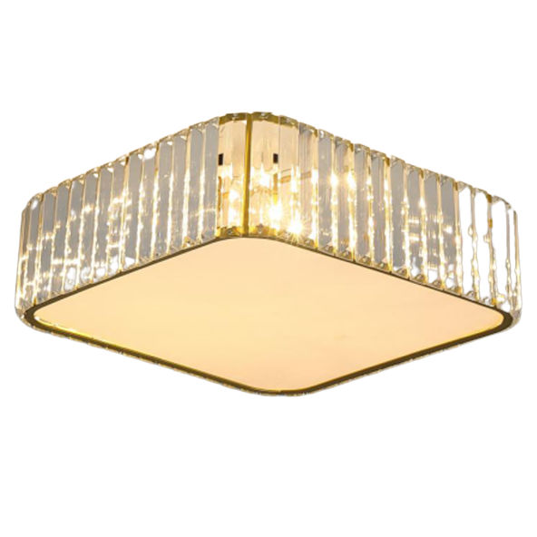 Sufitowa lampa glamour CGVETSQ kwadratowy plafon złoty nad łóżko