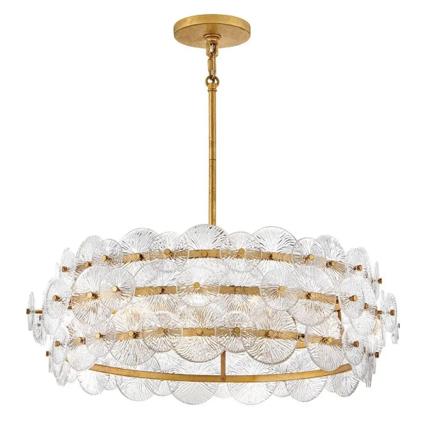 Zwisający żyrandol glamour Rene QN-RENE-6P-DSB szklany mosiądz