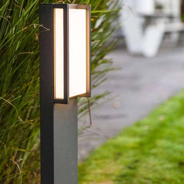 Stojąca LAMPA zewnętrzna QUBO 7193001118 Lutec metalowa OPRAWA prostokątna LED 18W 3000K słupek outdoor IP54 szary