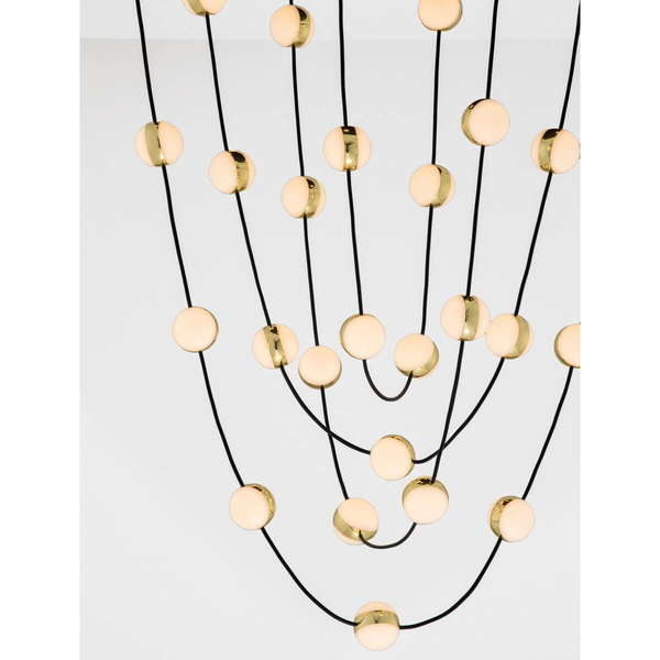 Zwisająca lampa do salonu CUTERVO LE44602 LED 102W 3000K balls czarna złota biała