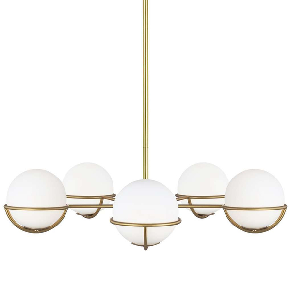 Żyrandol LAMPA wisząca Apollo FE-APOLLO5-BB Elstead FEISS metalowa OPRAWA szklane kule ZWIS condi mosiądz biały