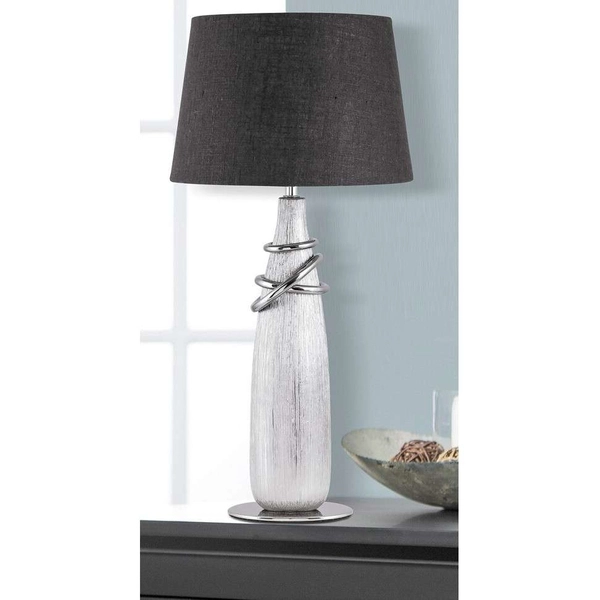 Stojąca LAMPA stołowa EVELYN 4390 Rabalux abażurowa LAMPKA biurkowa klasyczna do sypialni chrom czarny
