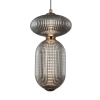 Szklana lampa loftowa Nico PND-8545-2A-AB-SG do jadalni czarna mosiądz