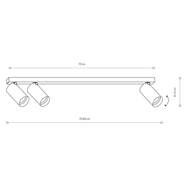 Nowoczesna lampa sufitowa Mono 7842 regulowane tuby czarny spot