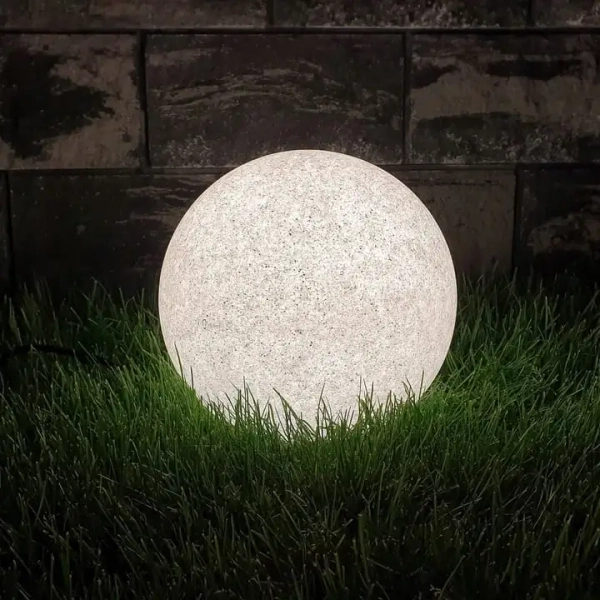 Zewnętrzna lampa kula Stone szara SLP8305+SLP8343 1xE27 IP44 betonowa