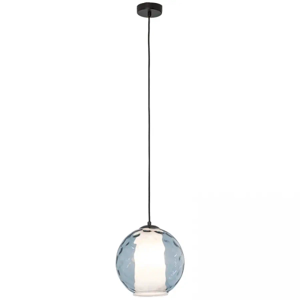 Szklana wisząca lampa 22034 kula regulowana do kuchni opal niebieski