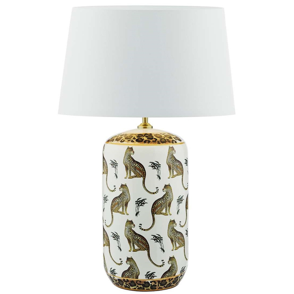 Ceramiczna lampa stołowa Tigris TIG422+PYR182 Dar Lighting pantera ecru