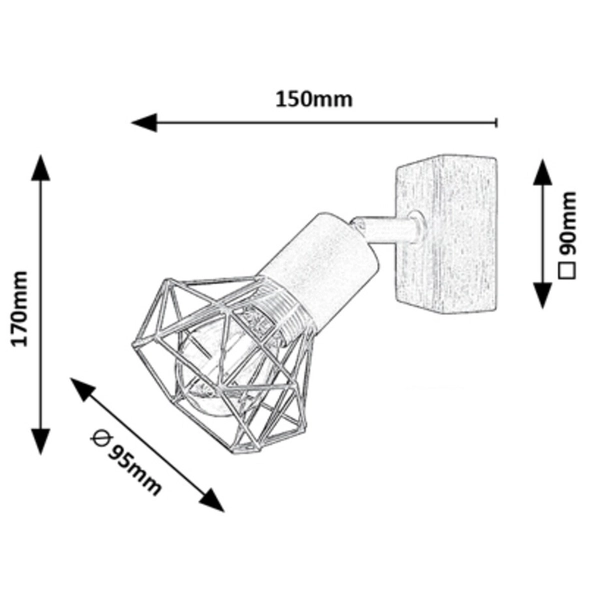 Ścienna lampa loftowa Zeus 3137 druciany kinkiet czarny do sypialni