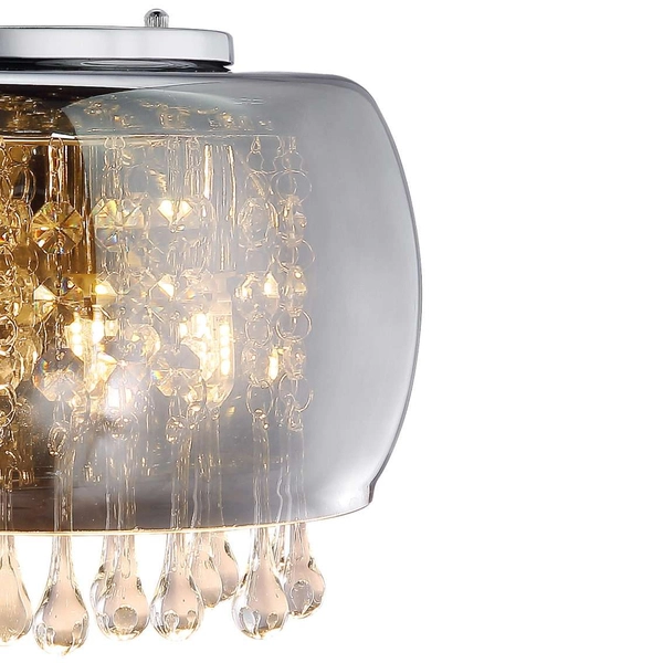 Ścienna LAMPA glamour KALLA 15809W Globo szklana OPRAWA kinkiet z kryształkami przezroczysty przydymiony chromowany