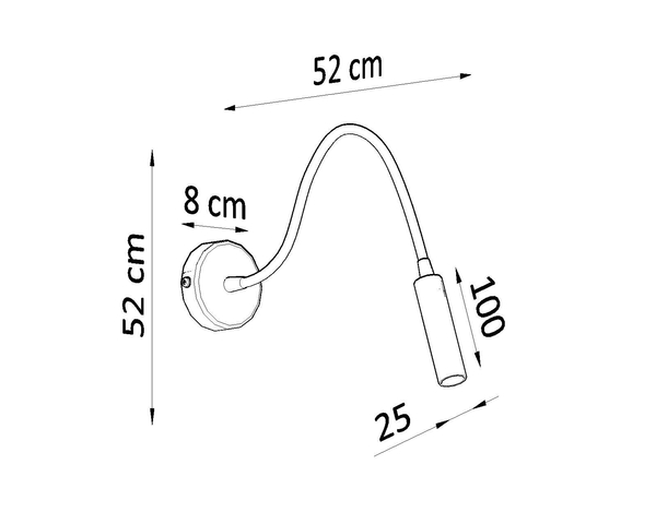 Regulowana LAMPA ścienna SL.0910 metalowa OPRAWA kinkiet na peszlu czarna