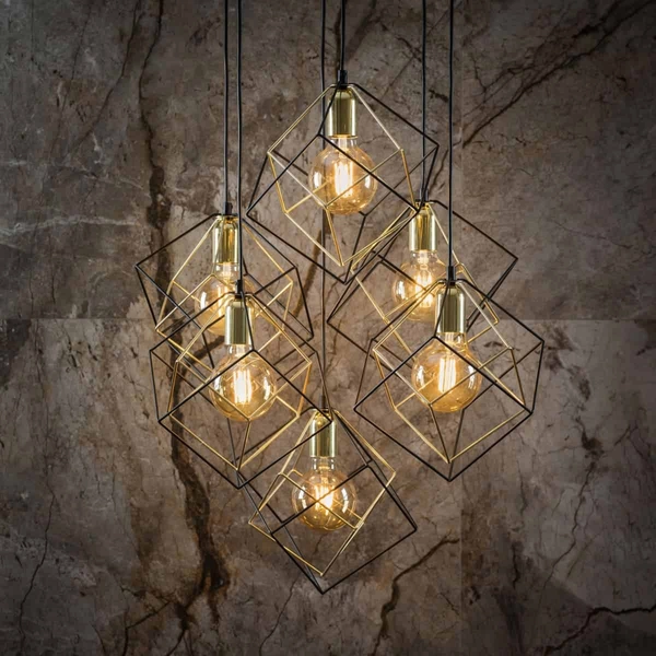 Wielopunktowa lampa zwisowa Alambre 2779 TK Lighting klatki czarne złote