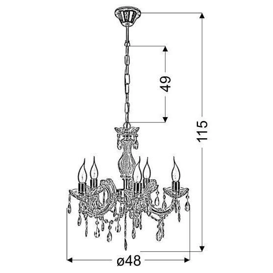 Żyrandol metalowy Maria Teresa 35-94646 świecznikowy kryształki złote
