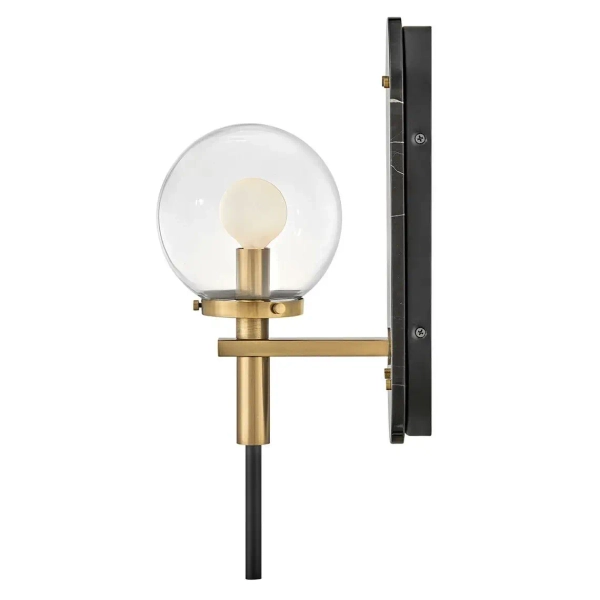 Kulista lampa ścienna Gilda QN-GILDA-WB1-BK szklana kula mosiądz czarny