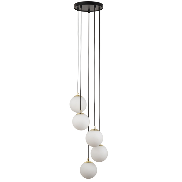 Kaskadowa lampa wisząca Piano 33659 Sigma kule balls białe czarne mosiądz