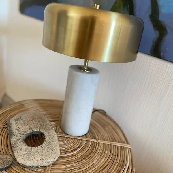 Stołowa lampka MIRASOL 34540/03/31 Lucide marmurowa biały złoty