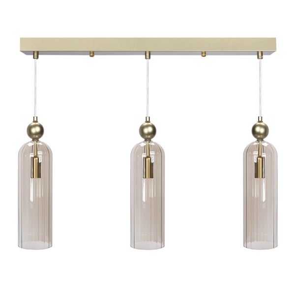 Potrójna lampa wisząca Regina 1240 szklane tuby złoty przezroczysty