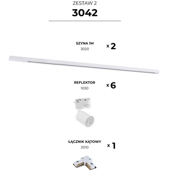 Zestaw jednofazowy szynowy Tracer 3042 Zumaline metalowy biały