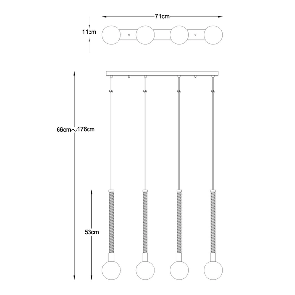 Kulista Lampa wisząca Mida P0583-04A-2GHF szkło przezroczysty złoty