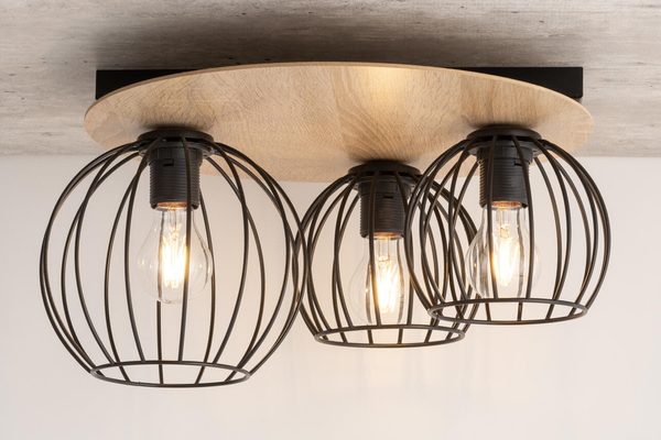 Lampa sufitowa Cyber 32356 druciak do przedpokoju czarny drewno