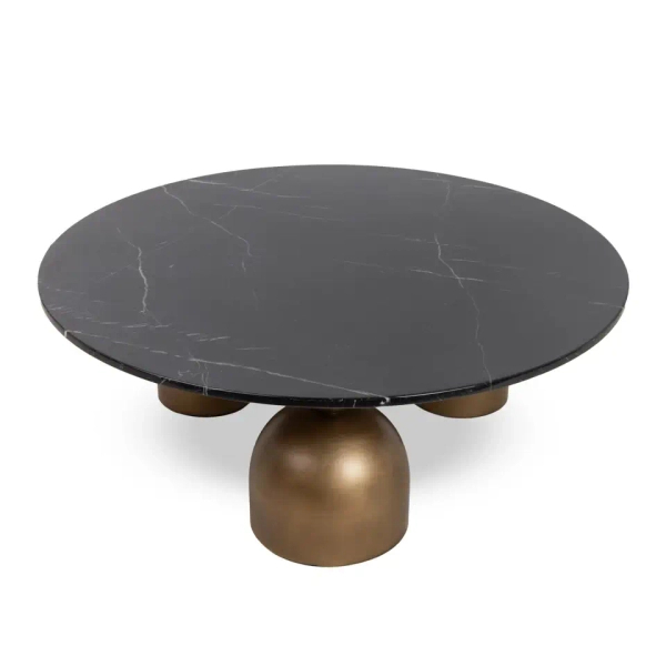 Okrągły stolik kawowy RINGO MM001501100391 czarny złoty dekor marmuru 115cm