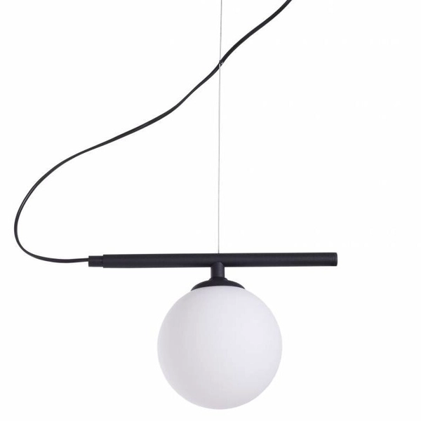 Modernistyczna lampa wisząca Beryl 1006G1 szklana kula ball biała czarna