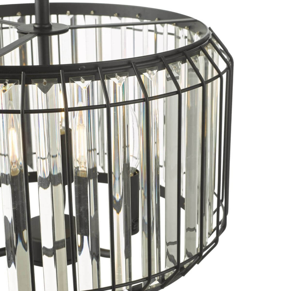 Kryształowa lampa wisząca Naeva NAE0322 Dar Lighting salonowa czarny mat