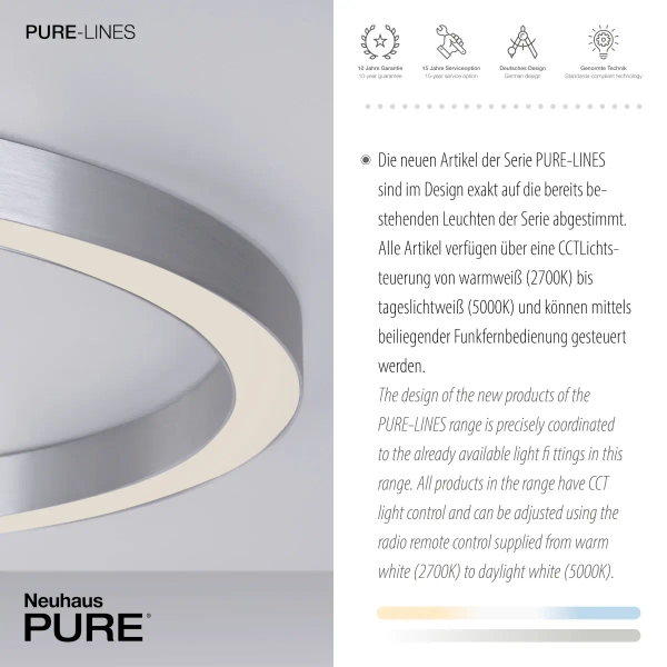 Owalny plafon PURE-LINES srebrny 6306-95 1xLED 42W 2700-5000K ring