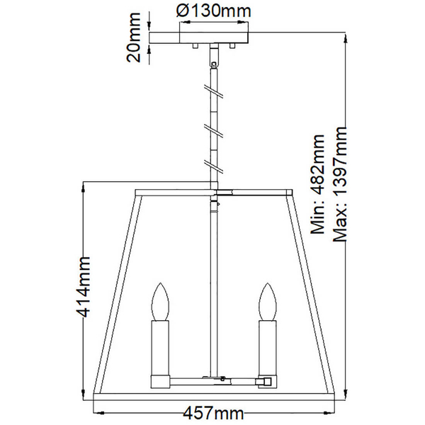 Lampa wisząca loftowa Fulton HK-FULTON-4P mosiądz czarna