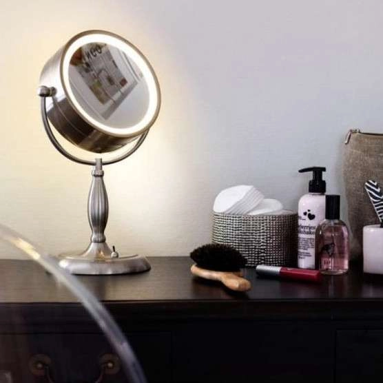 Stojąca LAMPA stołowa FACE 105237 Markslojd metalowa LAMPKA powiększające lustro do makijażu stal