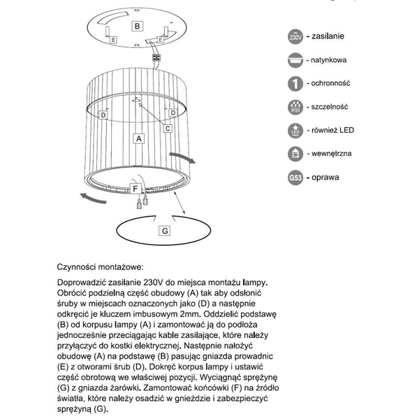 Plafon LAMPA sufitowa HIMI 1121 Shilo natynkowa OPRAWA metalowa czarna