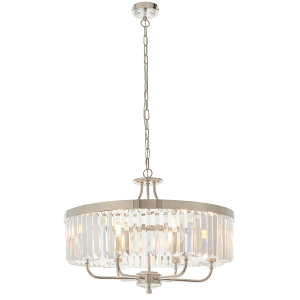 Żyrandol glamour L&-190263 Light& szklane kryształki nikiel