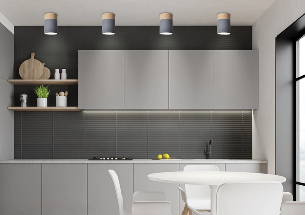 Sufitowa lampa downlight 2284262 metalowa okrągły plafon tuba szara