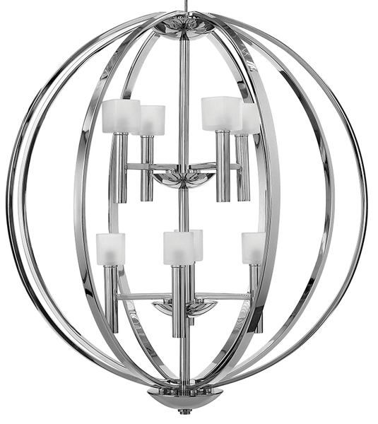 Okrągła lampa wisząca QN-MONDO8 okrąg geometryczna chrom