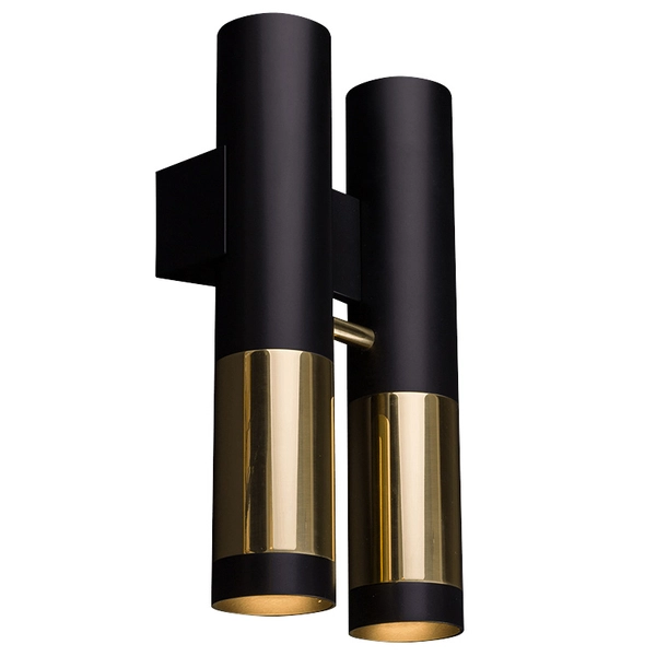 Kinkiet lampa ścienna KAVOS 0381 2-punktowa tuby przyścienne czarne złote