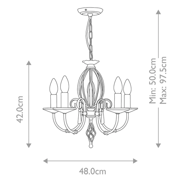 Wiszący żyrandol świecznikowy Aegean AG5-AGED-BRASS postarzany mosiądz