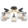 Modernistyczna LAMPA sufitowa 2207/5 BL TR Elem loftowa OPRAWA szklane kule czarne złote