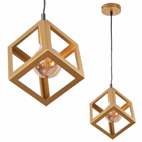 Nowoczesna LAMPA wisząca SWEDEN 318688 Polux metalowa kostka cube do salonu złota