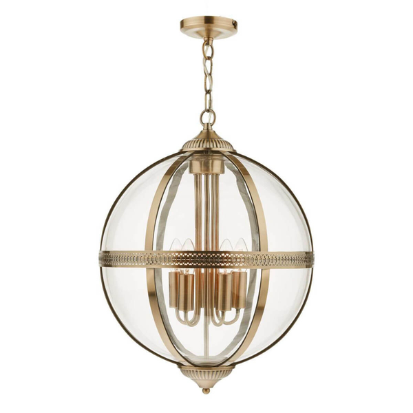 Salonowa lampa wisząca Vanessa VAN0575 Dar Lighting przezroczysta mosiądz
